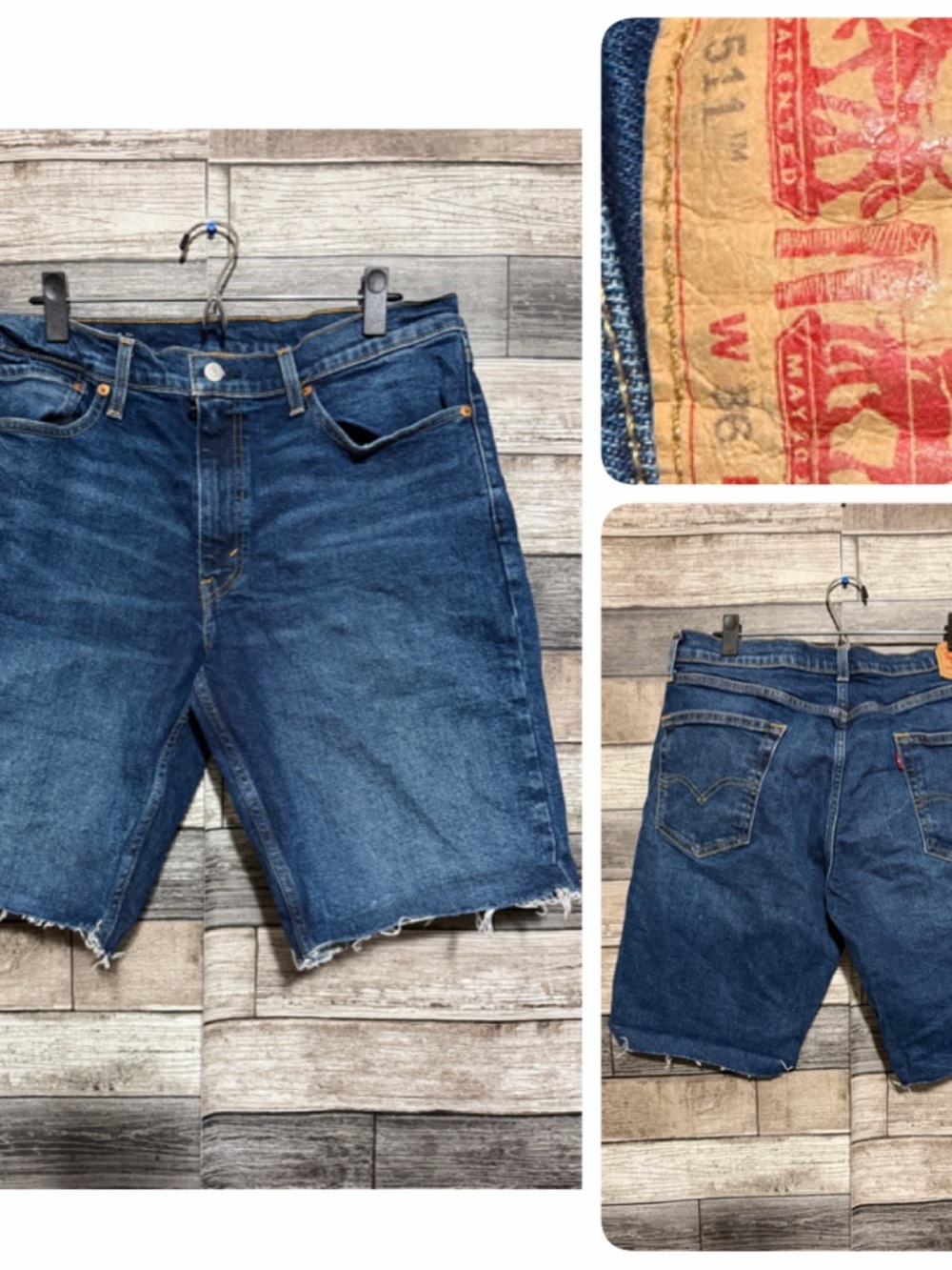 Levi’s 511 Jean Shorts Men’s 36 Blue Denim Cut Off Stretch (Inseam 10.5)